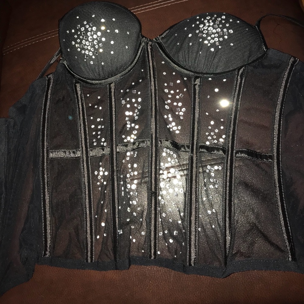 CRYSTAL RHINESTONE MESH CORSET BUSTIER